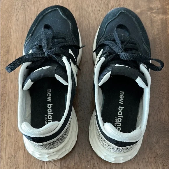 New Balance Womens Black Off-White/Cream Sneakers Suede Mesh Animal Print Heel - Picture 5 of 6